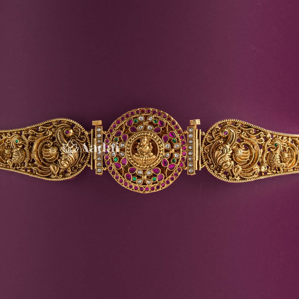 Regnant Dual Side Pendant Hip Belt / Oddiyanam Floral & Lakshmi