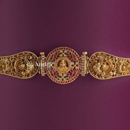 Regnant Dual Side Pendant Hip Belt / Oddiyanam Floral & Lakshmi