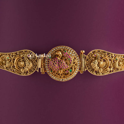 Regnant Dual Side Pendant Hip Belt / Oddiyanam Floral & Lakshmi
