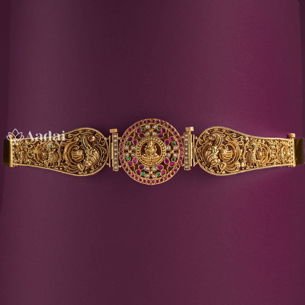 Regnant Dual Side Pendant Hip Belt / Oddiyanam Floral & Lakshmi
