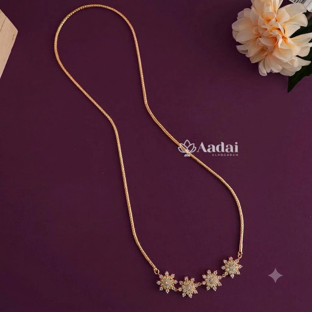 Sparkling Diamond Replica Floral Mogappu Chain