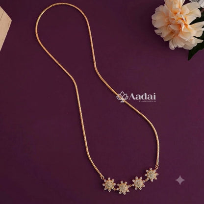 Sparkling Diamond Replica Floral Mogappu Chain