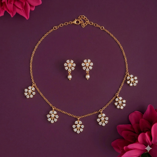 Floral Diamond Replica Sparkling Chain Set