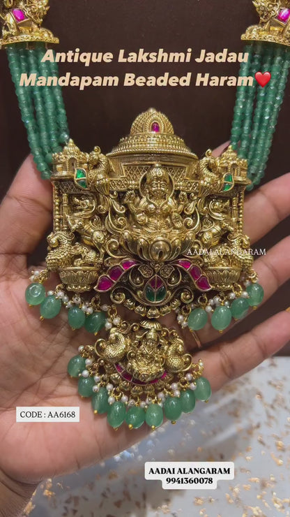 Antique Lakshmi Jadau Mandapam Beaded Haram