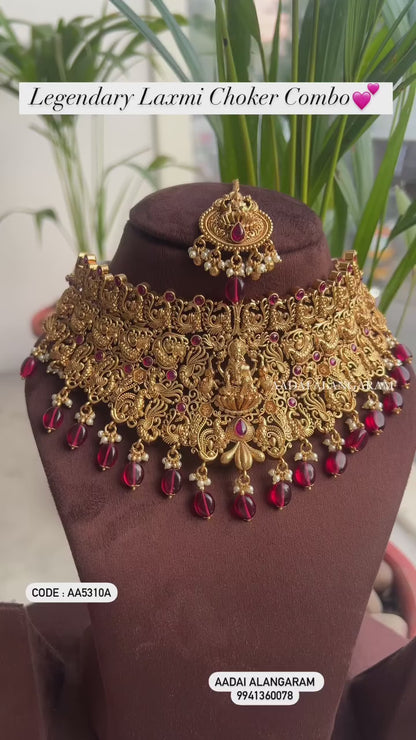 Legendary Laxmi Choker Combo Set - Red