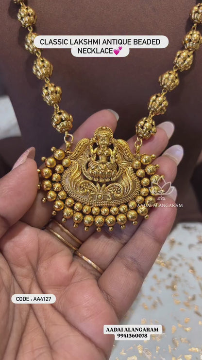 Classic Lakshmi Antique Beaded Necklace