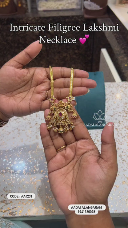 Intricate Filigree Lakshmi Necklace